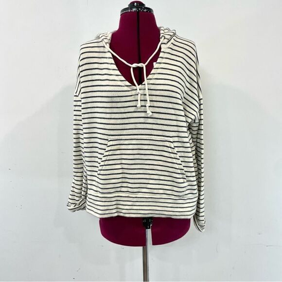 Joie Women's Super Soft Cotton Relaxed Fit Long Sleeve Striped Hoodie M - Picture 1 of 10